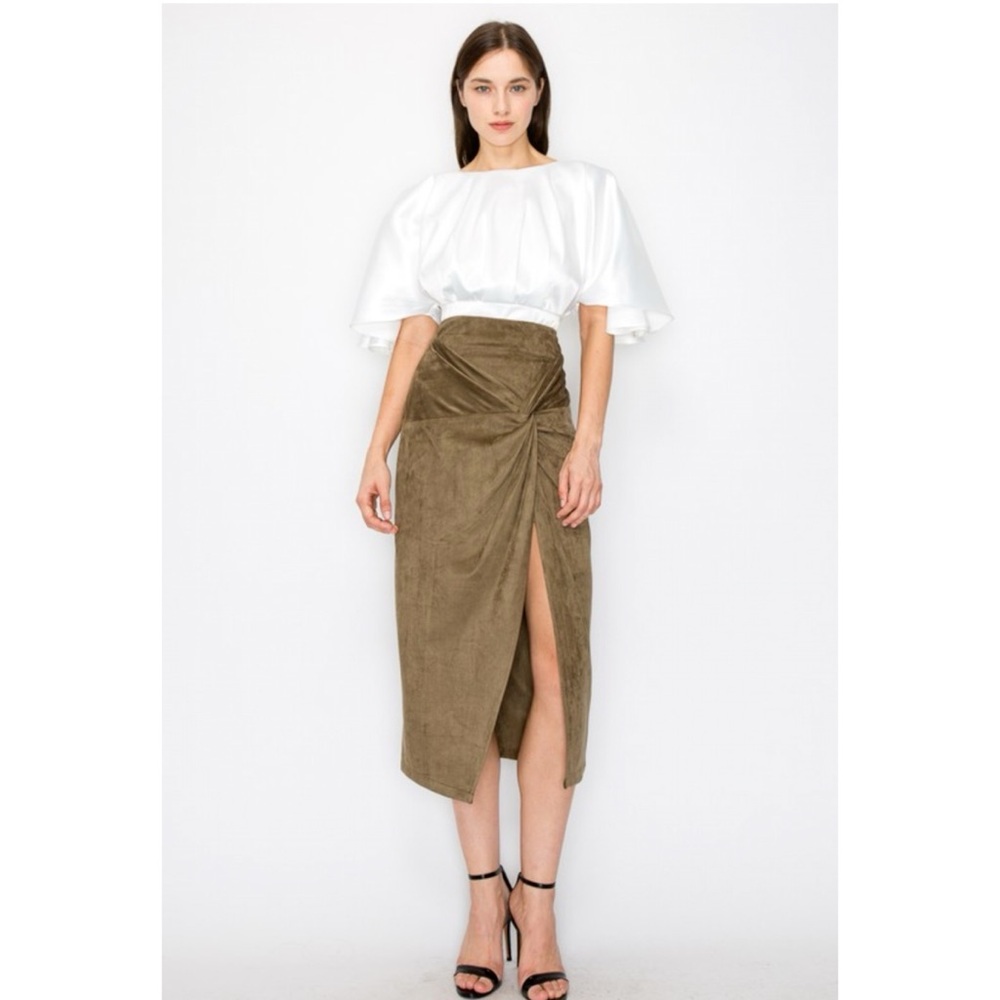 Asymmetrical Olive Skirt